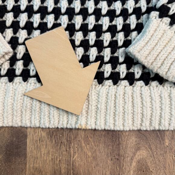 LOFT Chunky Knit Sweater Wool Blend Pullover Holiday Black White Size Small - Picture 7 of 10